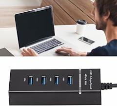 USB Hub 4 Port USB 3.0 Adapter - High Speed USB Splitter USB Hub Electronics Supplies Data Transmission Built in Overload