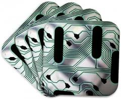 3dRose Black n Green Electronic Circuits Set of 4 Coasters - Cork