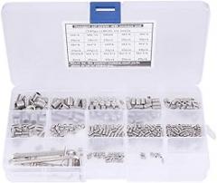 304 Stainless Steel Set Screws 340Pcs | End Hex Adapter Machine Screws & 6 Wrenches | Hardware Parts for Instruments/Electronics