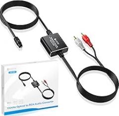 eSynic Portable Optical to RCA Adapter-7 FT Long-Built-in DAC Chip-Easy to Setup-192KHZ Digital to Analog Converter-Aluminum Shell-from HDTV/Blu-ray/DVD/Gaming Consoles to L/R Stereo Audio System