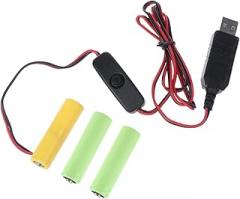 USB Power Converter False Battery Eliminators Cable Cord Replace 3X 1.5V AA LR6 Batteries for LED Light Electronic Toy Talkies