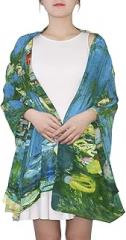 AHOMY Fashion Scarf for Women Water Lilies By Claude Monet Oil Paintings Flowers Evening Shawl Wrap Scarf for Wedding Party Dress