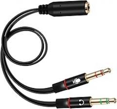 SaiTech IT Exclusives Headphone Splitter for Computer 3.5mm Female to 2 Dual 3.5mm Male Mic Audio Y Splitter Cable Smartphone Headset to PC Adapter 20cm Length
