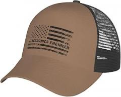 MCSVCH Breathable Electronics Engineer American Flag Baseball Cap for Men Women Hats Adjustable Curved Brim Mesh Snapback Trucker Hat Black