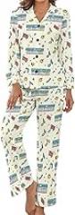 Electronic Keyboard Pajamas for Women Set 2 Piece Long Sleeve Button Up Pajama Set Cozy Sleepwear XL