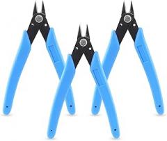 5 inch Blue Micro Cutter, Diagonal Cutters Mini Wire Snippers Flush Wire Cutters, Zip Tie Cutters Pack of 3 Pcs for Cutting Electronics,Wires(Light Blue)