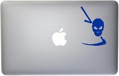 Grim Reaper Skull Vinyl Decal for MacBook, Laptop or Other Device 5 Inch (Traffic Blue)