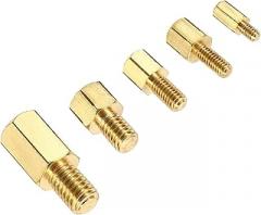 PATIKIL M2 M2.5 M3 M4 M5 Standoff Screws 50 Pack Brass Hex PCB Standoffs for Motherboards, Computer Cases, Circuit Boards, Electronics, Gold Tone