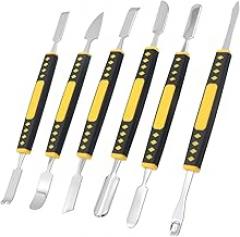 Metal Crowbar 6 Piece Set, Mini Multi Home Appliance Disassemble Installation Repair Tool with Double Head and Non-Slip Handle for Mobile Phones Laptops and Electronic Devices