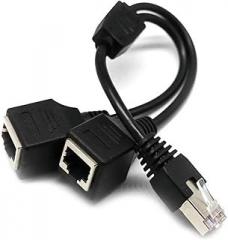 HFHYDZSW RJ45 1 Male to 2 Female Socket Port LAN Ethernet Internet Network Splitter Y p/Lug Adapter Extension Cable