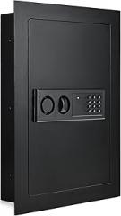 Goplus Wall Safe, 22” Tall Electronic Wall Mount Safe Between the Studs,Hidden Safe with Digital Keypad, Removable Shelves, In Wall Safe for Firearms, Gun, Valuables (Black)
