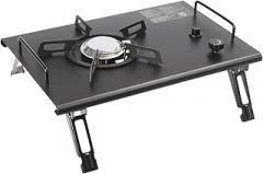 Camping Stove 13,648 BTU Output Gas Stove Outdoor Gas Stove with 4 Foldable Legs Electronic Ignition Fire Adjustable Camping Cooking Stove for IGT Camping Table (Black)