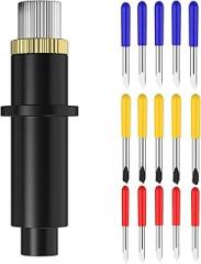 Vinyl Cutter Blades with Blade Holder and Yellow/Red/Blue Cap 30/45/60 Degree,MIMAKI Cutting Knife,Tungsten Steel Lettering Blade,MIMAKI Cutter Cutting Plotter Blade Replacement Cutter Blades 15pcs
