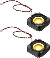 PATIKIL 3 Watt 4 Ohm Mini Speaker, 2PCS Full-Range Mobile Portable Advertising Machine Micro Loudspeaker Connector for Small Electronic Projects, Black Gold