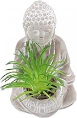Milisten Buddha Shaped Cement Figurine with Plants Decorative Outdoor Garden Statue for Serene Home and Garden Decor Miniature Zen Ornament for Indoor Use