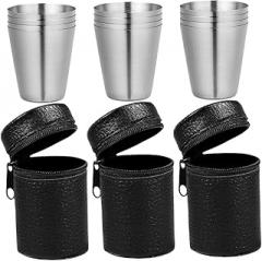 Milisten 3sets Outdoor Stainless Steel Wine Cup of Travel Drinkware with Case for Camping Bbq Parties and Home Use