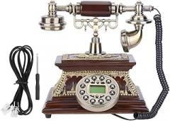 Retro Dial Telephone with FSK DTMF Display and Electronic Desk Calendar, Vintage ID Phone for Home Office Hotel Decoration, Gift Idea, 38 Caller ID Records, 25 x 22 x 26cm