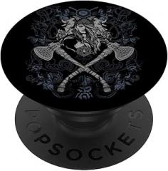 Medieval Viking Shield Maiden Warrior Battle Axes Vintage PopSockets Standard PopGrip