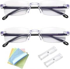 2Pcs Intelligent Dual Focus Glasses Smart Zoom No Blue Vision As Seen On Tv Noblu Presbyopic Auto Anti Light Noblu-Glasses Automatic Reading Presbyopia Anti Nublu Autofocus Look For Women And Men