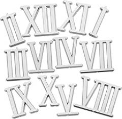 Mikikit 1set Roman Numeral Clock Numbers and Hands Replacement Kit for Digital Clock Making Electroplated Accessories for Home Art Decor