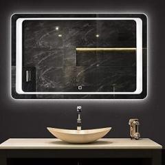 Led Lighted Bathroom Mirror with Touch Switch, Modern Wall Mounted Makeup Vanity Mirror, Electronic Anti-Fog, Bedroom Home Furniture