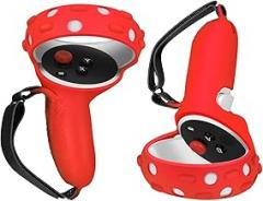 TNP Controller Grips for Oculus Quest 2 / Meta Quest 2 Knuckle Strap Red VR Touch Controller Hand Grip Cover Protector Sleeve with Anti-Throw Adjustable Straps