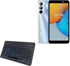 BoxWave Keyboard Compatible with Tecno Pop 6 Go - SlimKeys Bluetooth Keyboard - with Backlight, Portable Slim LED 7 Colors - Jet Black