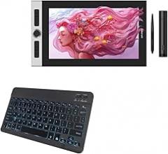 BoxWave Keyboard Compatible with XP-Pen Innovator 16 - SlimKeys Bluetooth Keyboard - with Backlight, Portable Slim LED 7 Colors - Jet Black