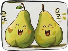 Cartoon Pear Pattern Laptop Bag Women Men Shockproof Travel Office School Laptop Bag, black, 12 inch