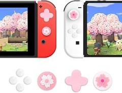 Switch Dpad Button Caps and Thumb Grips - Cute OLED Flower Design for Switch Joy Con