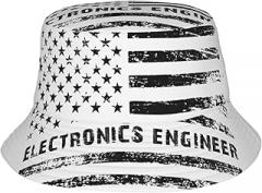 MULIHU Electronics Engineer American Flag Bucket Hat for Women Men Bucket Hats Summer Sun Hats Beach Travel Fishing Golf Cap Black