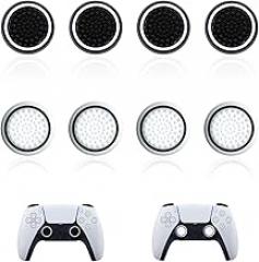 Silicone Joystick Caps 8 Pieces Non-Slip Gamepad Caps High-Quality Silicone Material Controller Sticks Grips for PS5/PS4/PS3 (Black/White)
