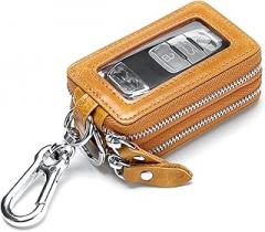 Genuine Leather Remote Key Case Bag Fob Holder Leather Cover Chain for Car Keys Accessory