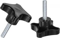 2-Pack Star Clamping Knobs, M8x35mm Male Thread Hand Tightening Glossy Screw for Machinery/Electronic/Furniture/Umbrella Base, Machine Handle Replacement [60mm, Black]