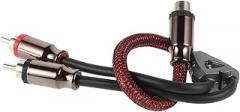 SUPVOX RCA Car Audio Cable 1 Female to 2 Male Pure Copper Signal Wire with Red Mesh Sleeve for Power Subwoofer Speaker Wire Car Electronics Installation