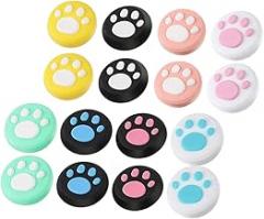 jojofuny Joystick Protective Covers with Paw Pattern, Non-Slip Thumb Grips for Compatible with and Switch OLED, 8 Colours in Mix