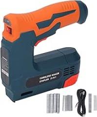 Electric Staple Gun, 2 in 1 Cordless Stapler Brad Nailer with 2000 Nails, Battery Powered Nail Gun for Upholstery, Crafts, Carpentry, Home Improvement, Woodworking