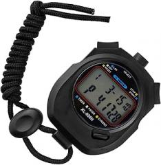 High Accuracy Electronic Stopwatches Double Row LCD Display 10 Lap Memory Water Resistant Wrist Strap for Sports Trainin