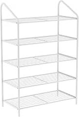 5 Tier Large Capacity Metal Storage Shelvesmultipurpose Shoe Rack Hold Clothes Towels Electronics and More/White/65 * 26 * 77Cm
