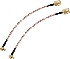 DHT Electronics 2PCS RF coaxial Coax Cable Assembly SMA Male to MCX Male Right Angle 6''