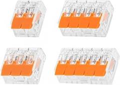 fengpeng 25/50/100PCS Electrical Wire Connector 2/3/4/5Pin Compact Conductor Push-in Terminal Block Mini Quick Cable Splicing(Orange 412,25PCS)