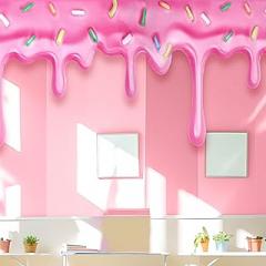 2 Pcs Pink Donut Party Decorations Cloth Pink Donut Sprinkle Wall Decals for Girls 8.2 x 3.2 ft Confetti Sprinkle Decorative Wall Trim for Baby Shower Birthday Party Classroom Decoration