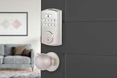 BRINKS Security Door Locks, High-Security Keyless Entry, Smart Electronic Door Lock with Deadbolt, Up to 50 Codes, Automatic Locking (Deadbolt & Passage Knob, Satin Nickel)