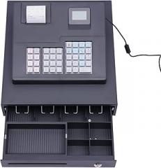 38-Keys Cash Register, Electronic Cash Register with Drawer Cash Box 4 Bill Slots and 5 Coin Slots POS Casher for Small Businesses Retail Shop LED Customer Display