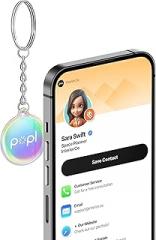 Popl Keychain Digital Business Card - Smart NFC Tag - Instantly Share Contact Info, Social Media, Payment, Apps and More - Compatible with iPhone and Android - Features NFC Tap and QR Scan (Prism QR)