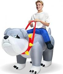 Camlinbo Inflatable Adult Halloween Costume Blow Up Ride on Bulldog Costume for Halloween Funny Men Women Cosplay Party