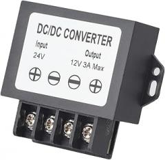DC-DC Converter 24V to 12V 3A 36W Voltage Regulator Step-Down Power Supply with IP65 Waterproof Protection for Automotive, LED Lighting, Solar Systems, Trucks, and Electronic Devices
