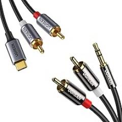 UGREEN 6.6FT 3.5mm to RCA Audio Cable & USB C to RCA Adapter Bundle - HiFi Sound Headphone Jack Adapter for Mobile, Car, Sound System & More