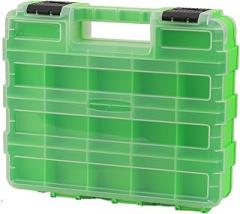 Tool Box - Portable Double-Sided 34-Compartment | Parts Storage Box with Removable Dividers - for Hardware Nail Bolt Nut Socket Small Parts Electronics Bead