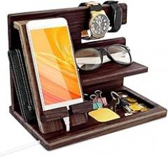 Phone Holder Docking Station Wallet Stand Watches Purse Glasses Key Desk Display Organizer Bedside Nightstand